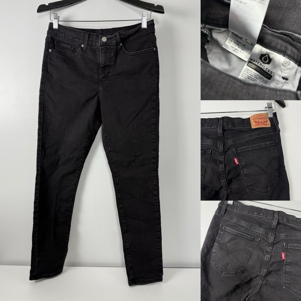EUC Levi's‎ 511 Slim Tapered Jeans BLACK Mens tag=29x28 Red Tab